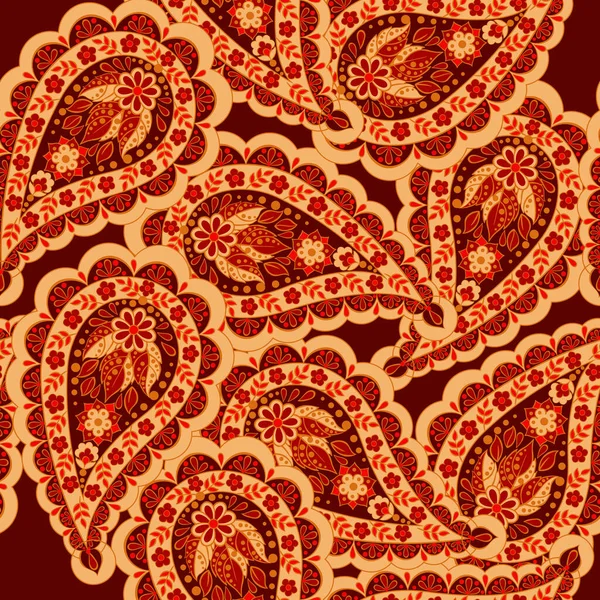 Floreale Paisley Pattern Sfondo Tessile Asiatico Senza Cuciture — Vettoriale Stock