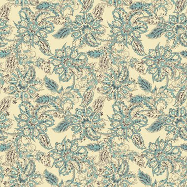 Hint usulü çiçeklerle kusursuz desen. Çiçek vektör arkaplanı