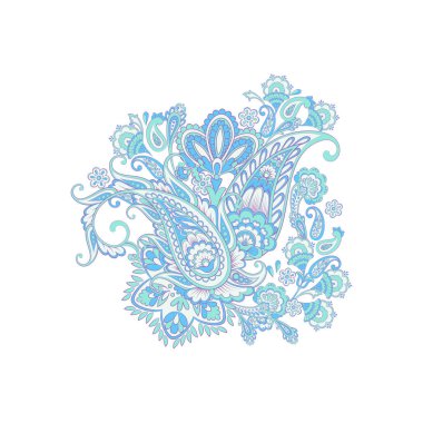 Vektör Paisley yalıtılmış desen. Damask biçimi Vintage illüstrasyonu