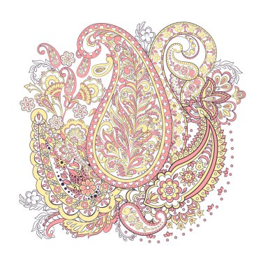 Şal desenli izole desen. damasyon vektör çizimi