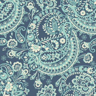 Paisley dikişsiz desen. damasör vektör arkaplanı