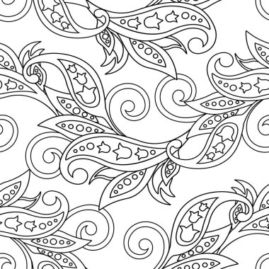 Etnik çiçeklerle kusursuz desen. Vektör Çiçek İllüstrasyonu 