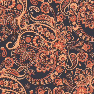 Çiçeksel elementlerle desenli, pürüzsüz etnik desen..