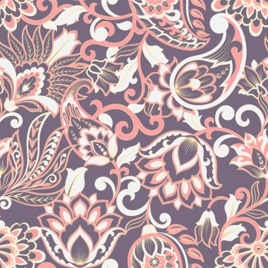 Paisley dikişsiz desen. damasör vektör arkaplanı