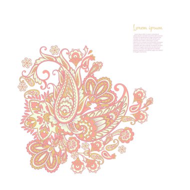 Vektör Paisley yalıtılmış desen. Damask biçimi Vintage illüstrasyonu