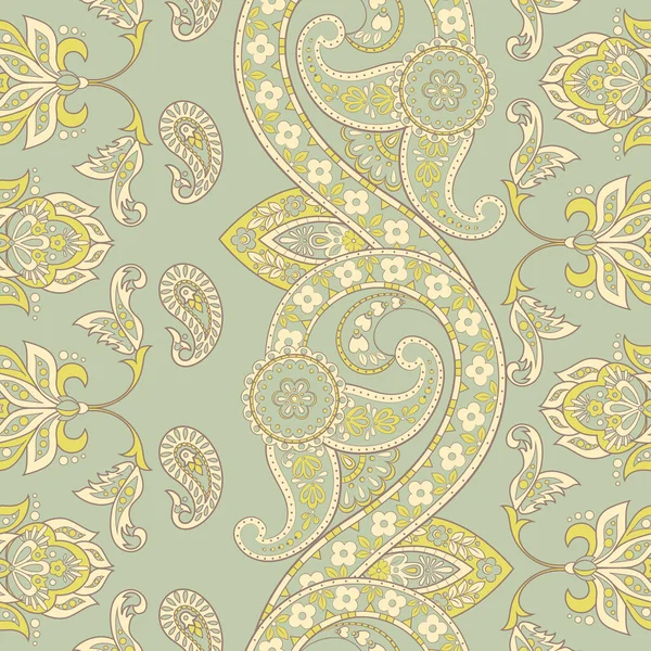 Paisley Naadloos Patroon Met Bloemen Indiaanse Stijl Bloemen Vector Achtergrond — Stockvector