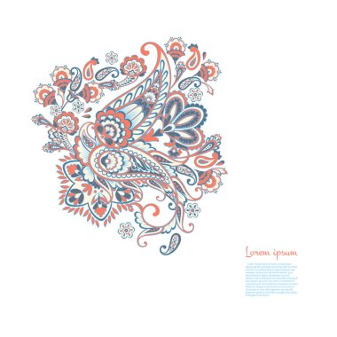 Vektör Paisley yalıtılmış desen. Damask biçimi Vintage illüstrasyonu