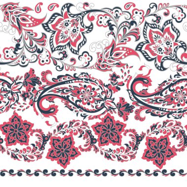 Damask desenli, pürüzsüz vektör deseni. Çiçek bağbozumu arka planı