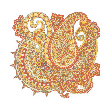 Şal desenli izole desen. damasyon vektör çizimi