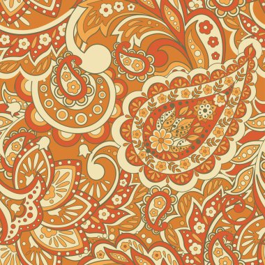 Çiçeksiz desenli desenli şal desenli süs. Asya tekstil biçiminde vektör illüstrasyonu