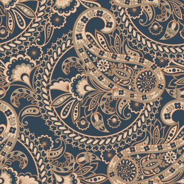 Paisley tarzı, çiçeksiz desen. Süslü Damask arkaplanı