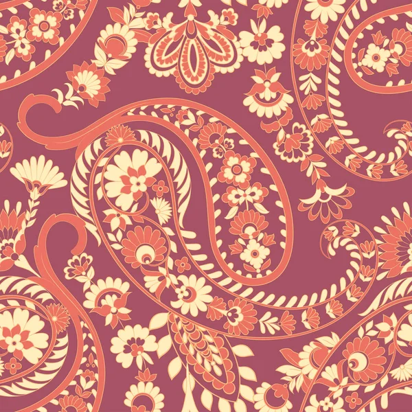 Seamless Paisley Μοτίβο Ινδικό Στυλ Εικονογράφηση Φορέα Floral — Διανυσματικό Αρχείο