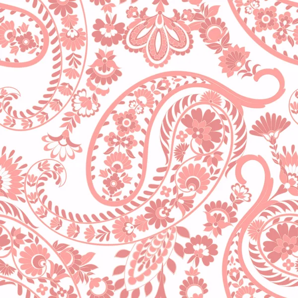 Seamless Paisley Pola Dalam Gaya India Ilustrasi Vektor Floral - Stok Vektor