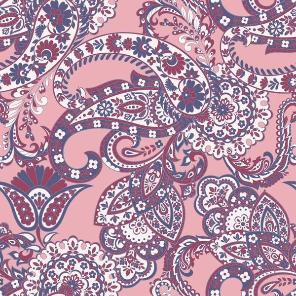 Paisley Vector Naadloze Patroon Fantastische Bloem Bladeren Textiel Boheemse Afdrukken — Stockvector