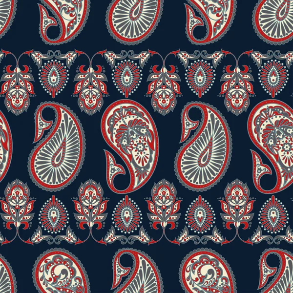 Blommig Sömlös Mönster Med Paisley Prydnad Vektorillustration Asiatisk Textilstil — Stock vektor