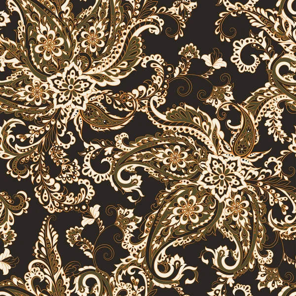 Damask Paisley Seamless Vector 식물학적 — 스톡 벡터