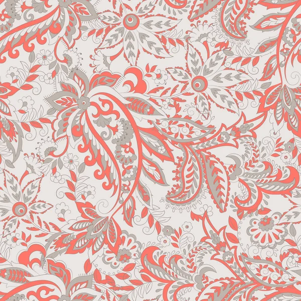 Paisley Padrão Sem Costura Com Ornamento Floral Ilustração Vetorial Estilo — Vetor de Stock