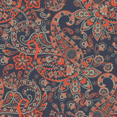 Paisley dikişsiz desen. damasör vektör arkaplanı