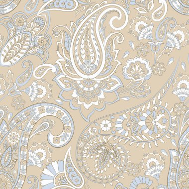 Paisley Süslü İpek Şam arka planı. Vektör vintage deseni