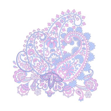 Hint tarzında desenli desenler. Çiçek vektör illüstrasyonu