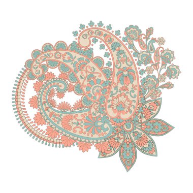 Paisley vektör çiçek çizimi