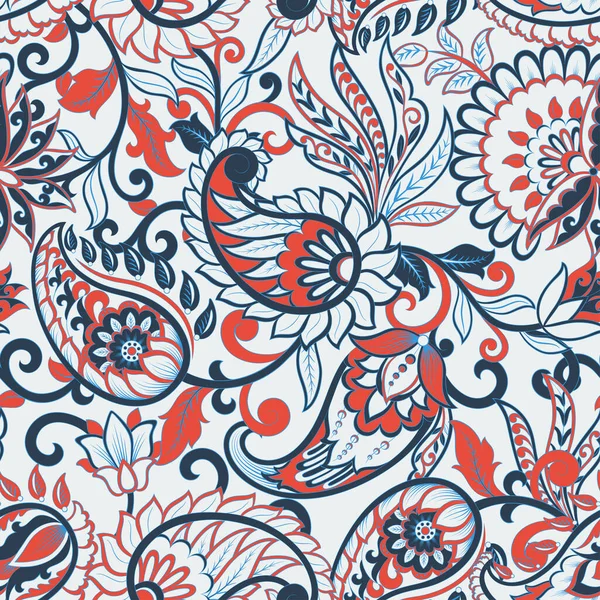 Patrón Paisley Fondo Textil Damasco Sin Costuras — Vector de stock