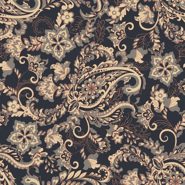 Paisley Dikişsiz Çiçek Deseni Vektör Vintage Arkaplanı — Stok Vektör