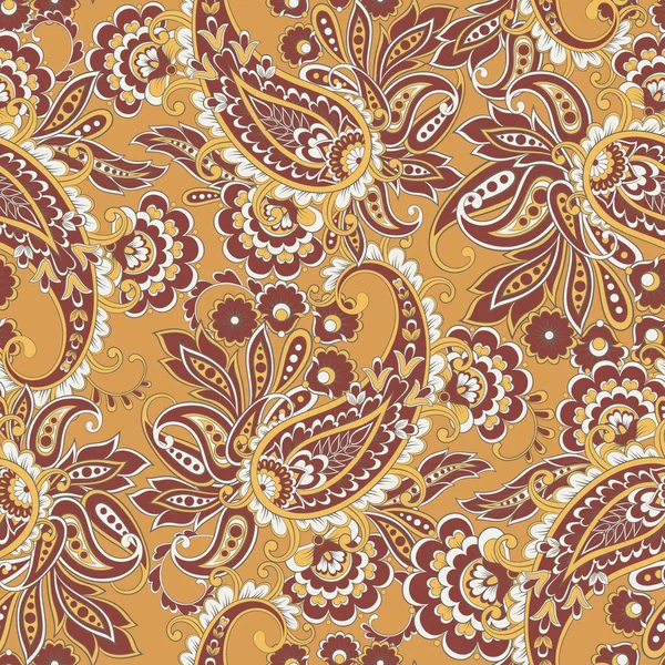Paisley Vektor Sömlöst Mönster Fantastisk Blomma Blad Batik Stil Målning — Stock vektor