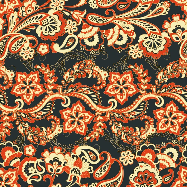 Этнические Цветы Бесшовный Векторный Рисунок Винтажный Фон — стоковый вектор