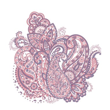 Etnik çiçekler ve desenli vektör deseni. Çiçeksel vintage illüstrasyon