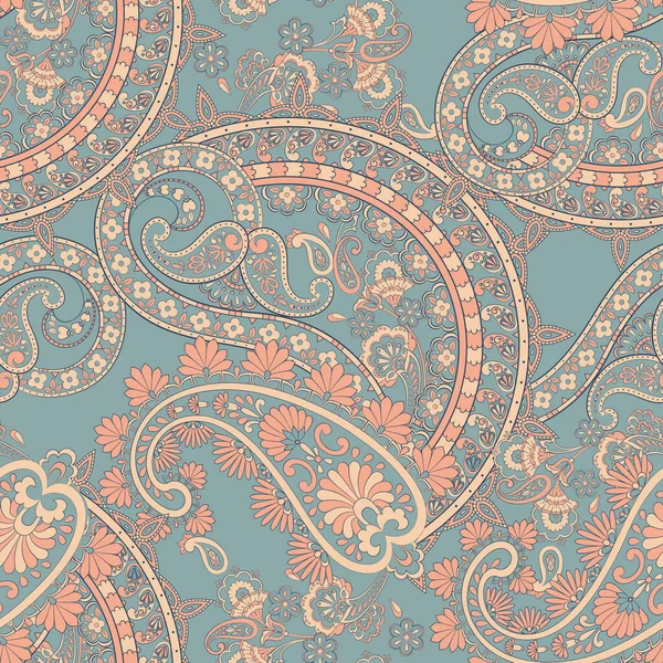 Paisley Eleganz Nahtloses Muster Mit Ethnischen Blumen Und Blatt Vektor — Stockvektor