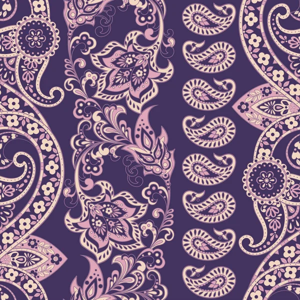 Paisley Ornamento Floral Patrón Sin Costuras Fondo Vector Asiático — Vector de stock