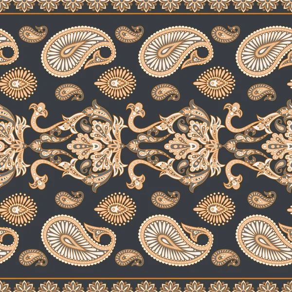 Motif Floral Sans Couture Avec Ornement Paisley Illustration Vectorielle Dans — Image vectorielle