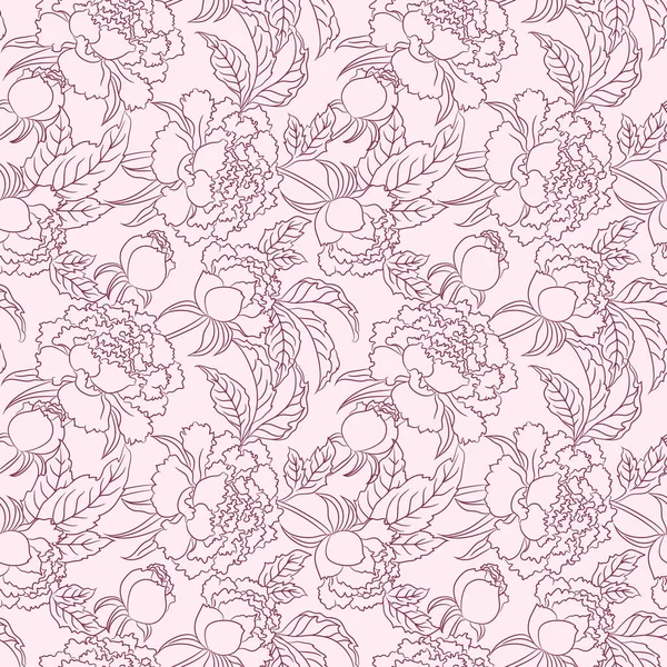 Pivoine Vecteur Sans Couture Patten Vecteur Vintage Fond Floral — Image vectorielle