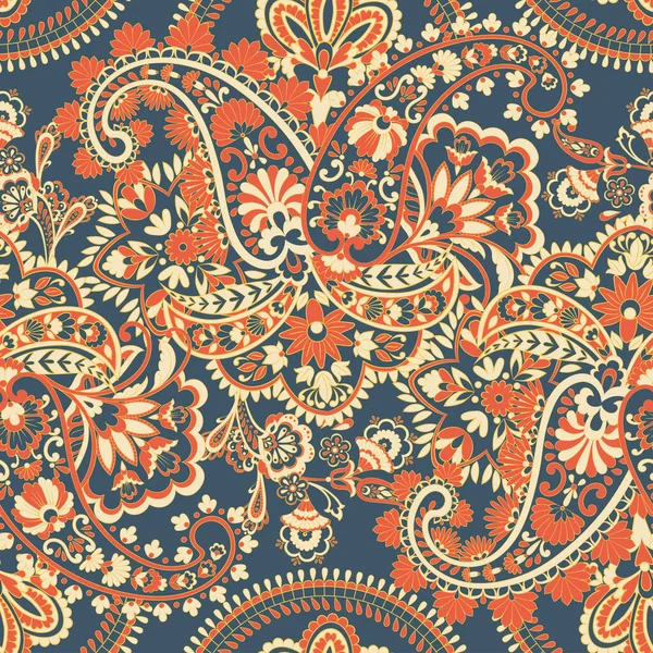 Paisley Vector Naadloze Patroon Fantastische Bloem Bladeren Textiel Boheemse Afdrukken — Stockvector
