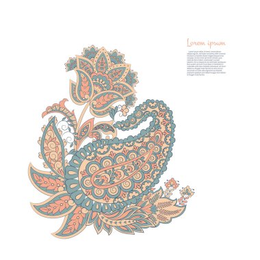 Paisley izole desen. Damask biçimi Vintage illüstrasyonu