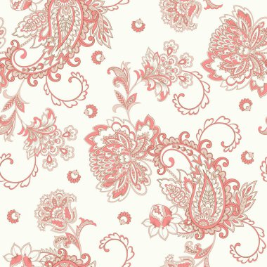 Şal desenli, desensiz bir süs. Çiçek dekoru süsleyin. Vektör illüstrasyonu