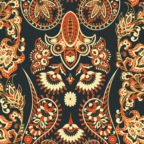 Patrón Sin Costura Floral Con Ornamento Paisley Ilustración Vectorial Estilo — Archivo Imágenes Vectoriales