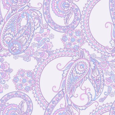 Kusursuz Asya Tekstil Arkaplanı. Paisley Deseni