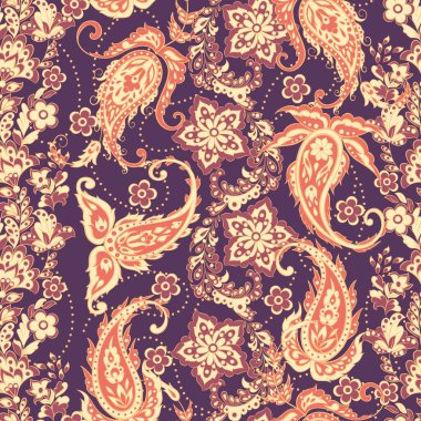 Paisley çiçekli, dikişsiz desen
