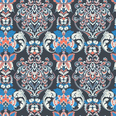 Süslü, klasik duvar kâğıdı. Vektörsüz desen