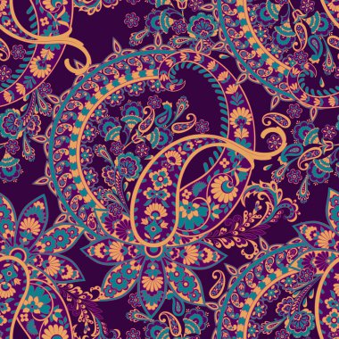 Paisley deseni. Kusursuz Asya Tekstil Arkaplanı