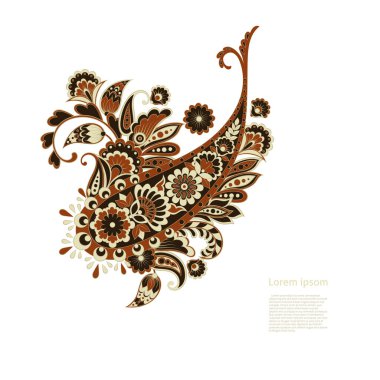 Paisley Vektör Deseni. İzole edilmiş Asya İllüstrasyonu