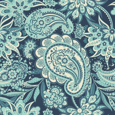 Paisley dikişsiz desen. Vektör etnik süsü
