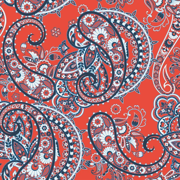 Paisley Vektor Nahtloses Muster Fantastische Blume Blätter Malerei Batikstil — Stockvektor