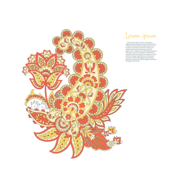 Paisley Floral Patrón Étnico Oriental — Vector de stock