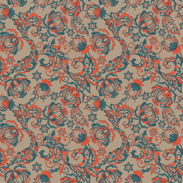 Motif Floral Vintage Sans Couture Dans Style Batik — Image vectorielle