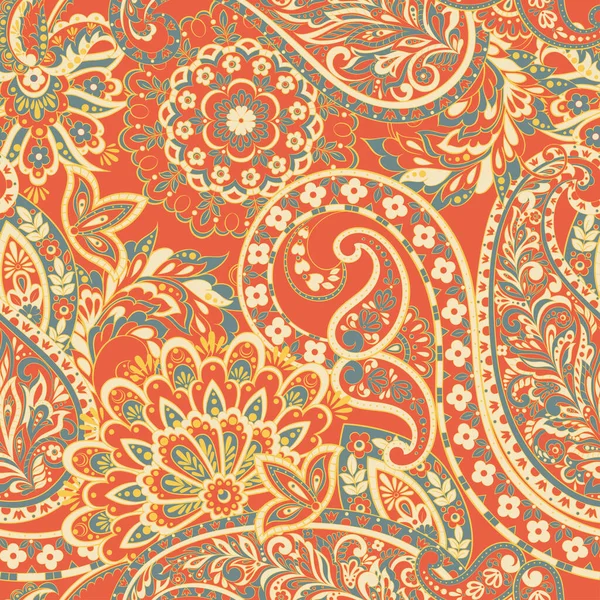 Paisley Floral Oriental Ethtern Adorno Árabe Sin Costuras — Vector de stock