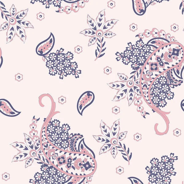 Paisley Illustrazione Vettoriale Floreale Stile Damasco Sfondo Senza Soluzione Continuità — Vettoriale Stock