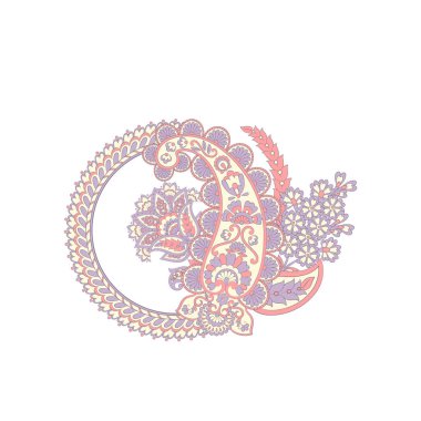 Paisley Vektör Deseni. İzole edilmiş Asya İllüstrasyonu